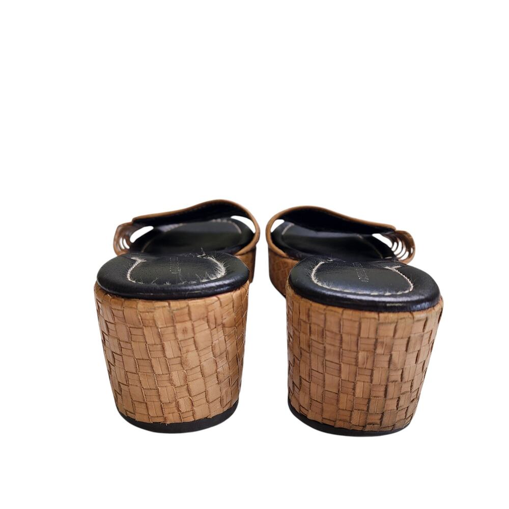 Donald J. Pliner Tan Woven Wedge Slide Sandals - Picture 8 of 14